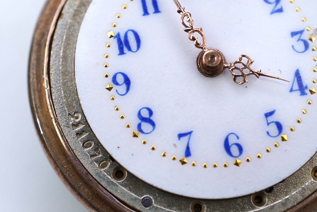 An enamel pocket watch and brooch, early 20th century